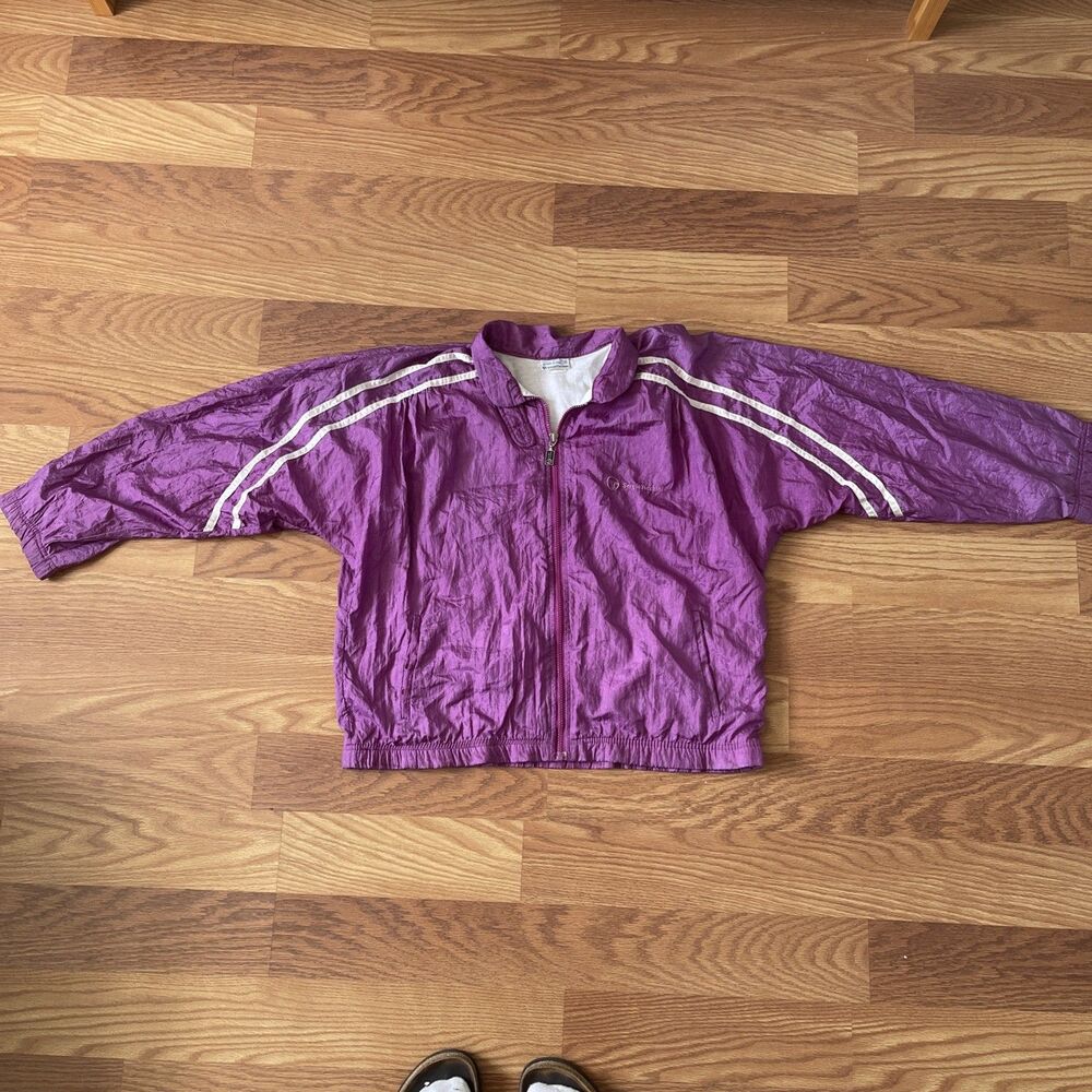 Sergio Tacchini Windbreaker Track Jacket Mens Medium purple striped M/L